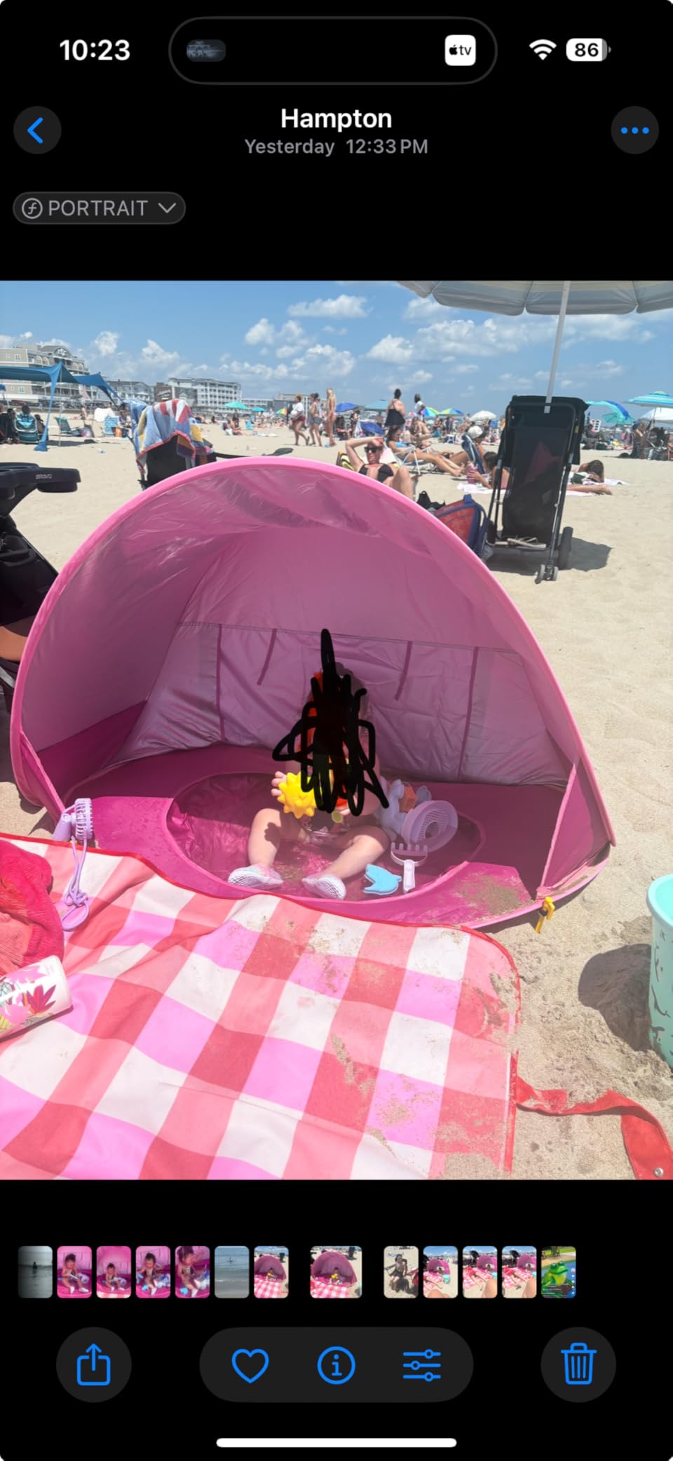 Baby Beach Tent Pop Up Portable Shade Pool UPF50+ UV Protection Sun Shelter for Infant with Easy Set Up Canopy (Pink Beach Tent) customer photo 2
