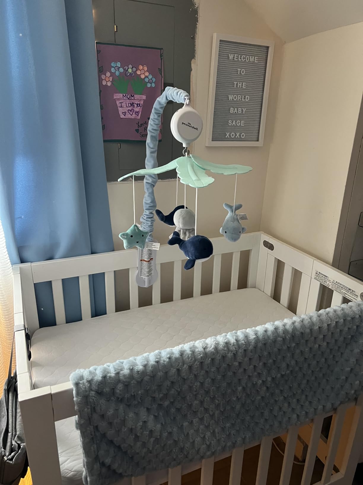 The Peanutshell Crib Mobile for Boys or Girls - Light and Dark Blue Musical Baby Crib Mobile with 12 Lullabies, Ocean Baby Nautical Nursery Decor customer photo 1