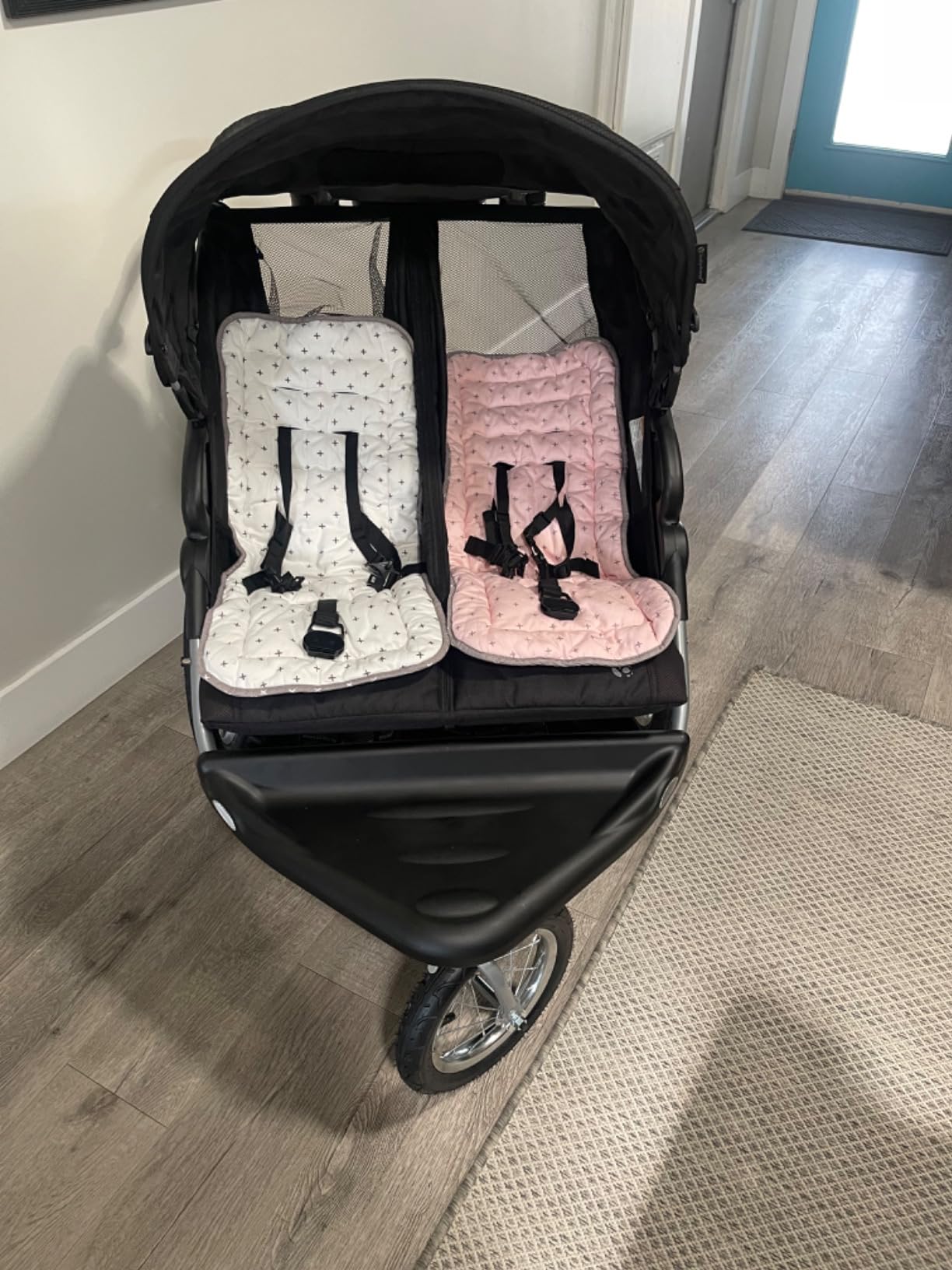 Thyle 2 Pcs Stroller Seat Cushion Stroller Seat Liner Baby Stroller Accessories Reversible Baby Carriage Cushion Universal Stroller Cotton Newborn Car Seat Breathable Stroller Mat for Pushchair customer photo 1
