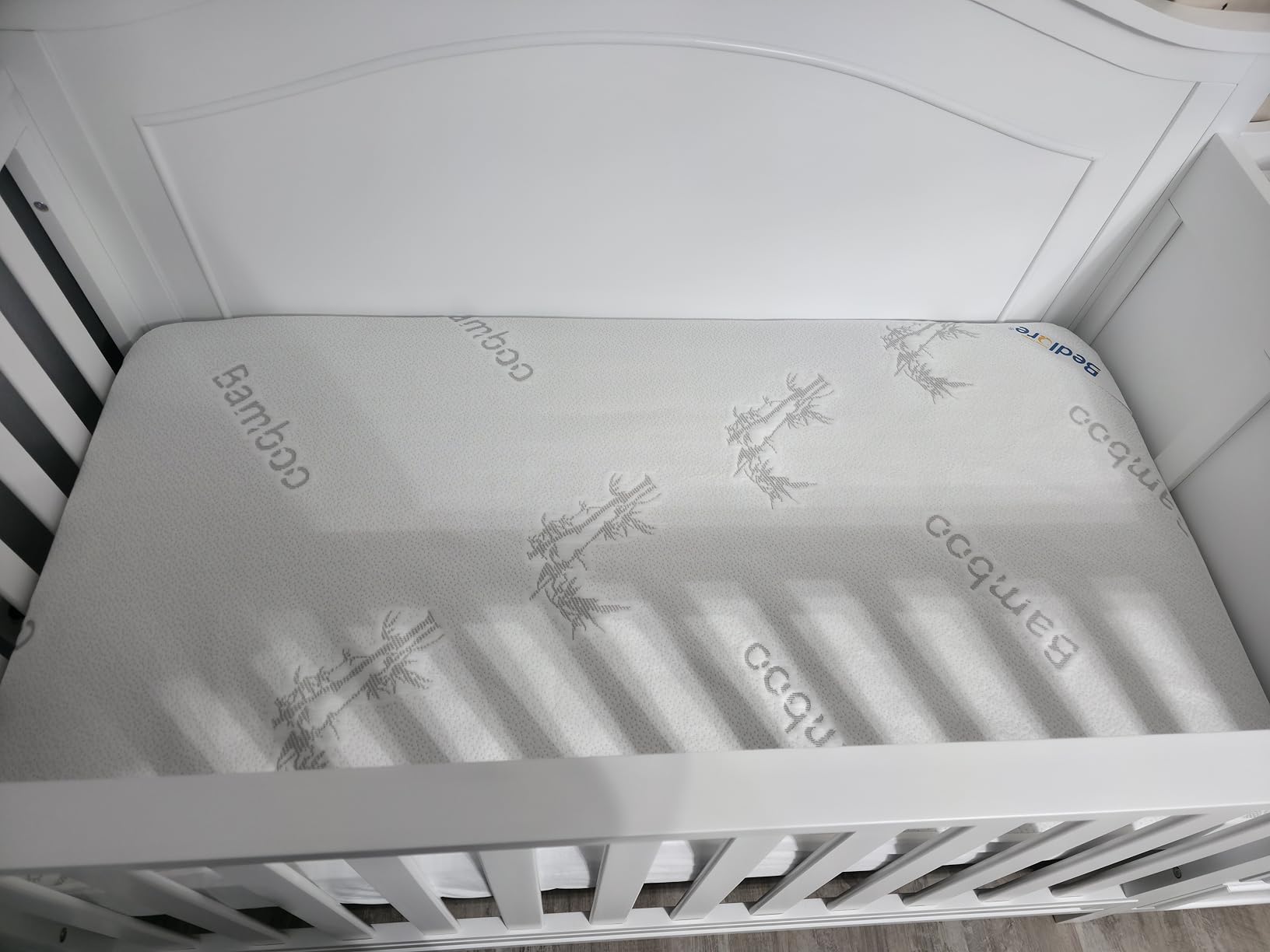BEDLORE Waterproof Mattress Protector Crib, 2 Pack Soft Gray Mattress Pad, Noiseless Machine Washable Mattress Cover, Ultimate Protection for Your Baby's Crib Toddler Bed (52''x28'') customer photo 2