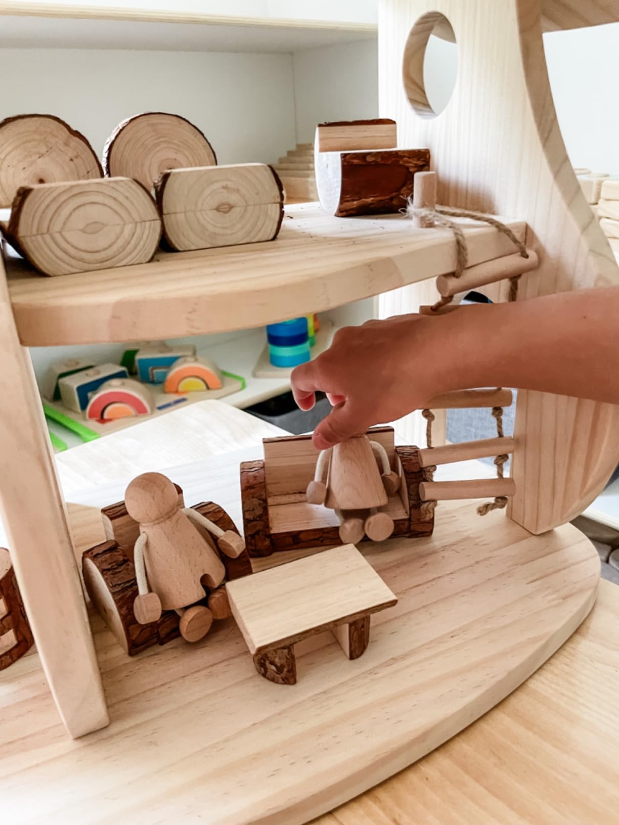 Guidecraft Woodlands Natural Wooden Multi-Floor Dollhouse Set with Furniture - Kids Educational Toy Play House customer photo 1