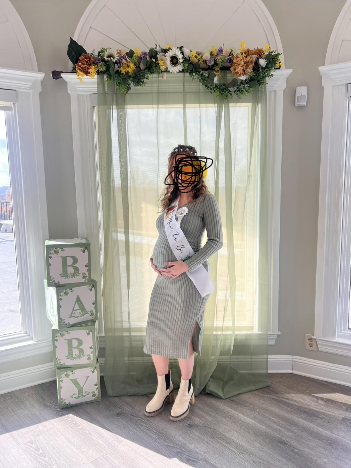 LAHILO Long Sleeve Maternity Sweater Dress for Fall Winter Baby Shower & Photoshoot customer photo 2