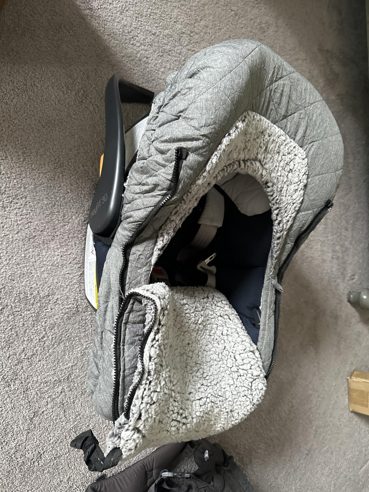 ACRABROS Car Seat Cover Baby: Winter Infant Carseat Canopy for Boy Girl Newborn, Zipper Peeping Window, Warm Cozy Cold Weather Waterproof Fitted, Heather Grey customer photo 1