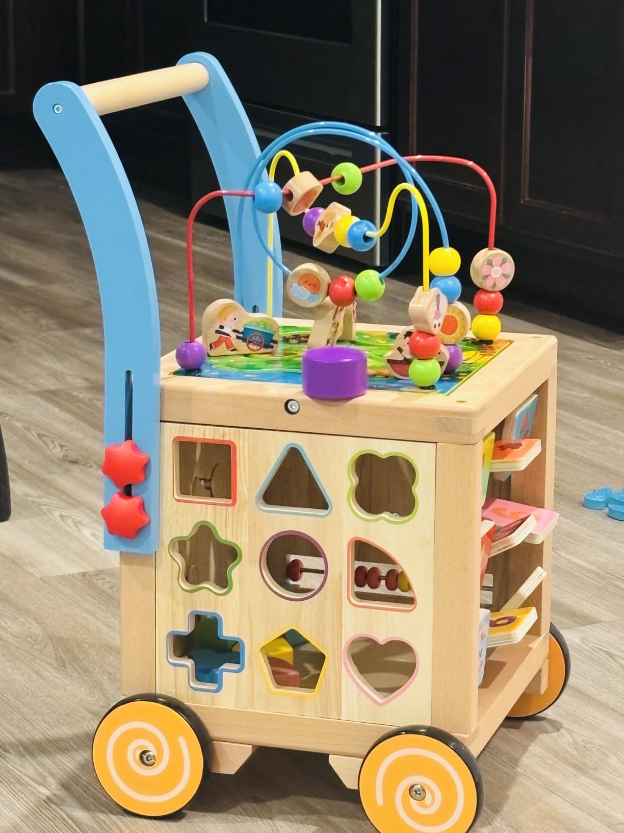 9-in-1 Wooden Activity Cube | Wooden Baby Walker, Sit-to-Stand Learning Walker Activity Center, Early Educational Push & Pull Toys for Baby Toddler Boys Girls, Height & Brake Adjustable customer photo 1