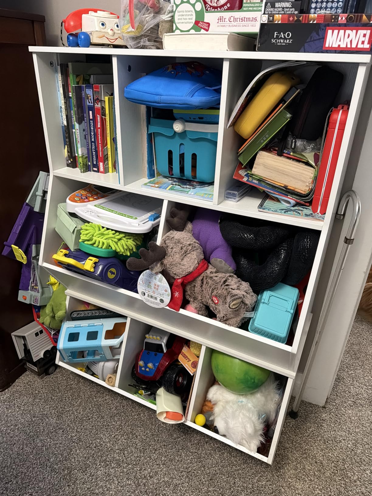 HOOBRO Toy Storage Cubby, Kids Bookshelf, Stackable 3-Bin Toy Storage Cabinet, Bookcase Footboard, Children's Toy Shelf, Hallway, White WT30CW01 customer photo 2