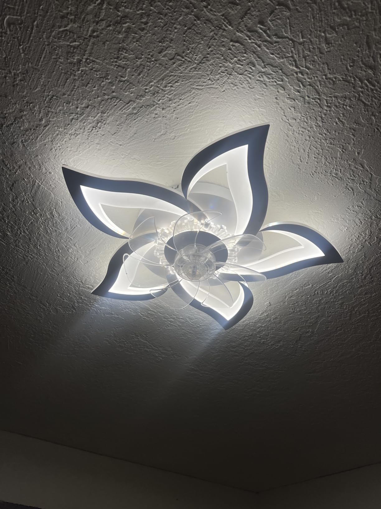 LEDIARY Flower Ceiling Fans with Lights, Small 27 Inch Modern Low Profile Ceiling Fan, Dimmable LED Ceiling Light Fixture, Flush Mount Ceiling Fans with Remote for Bedroom, Kitchen, Indoor-White customer photo 2