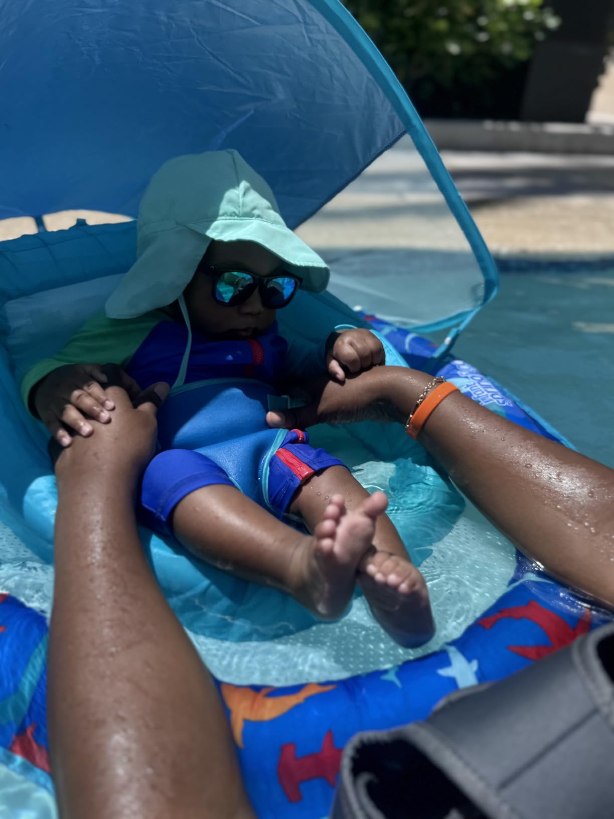 SwimWays Infant Spring Float, Baby Pool Float with Canopy & UPF Protection, Swim Training PFD, Swimming Pool Accessories for Babies 3-9 Months customer photo 1
