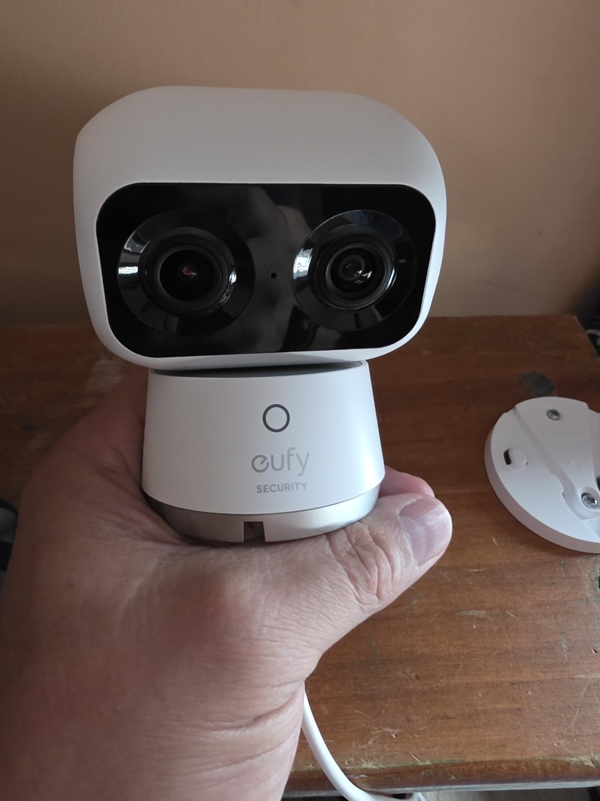 eufy Security 4K Indoor Cam S350, No Subscription, Dual Cameras, 8× Zoom, 360° Coverage, Works as a Pet Camera, Nanny/Senior/Baby Monitor, AI Auto-Tracking, Human/Pet/Cry Detection, 2.4/5 GHz Wi-Fi customer photo 1