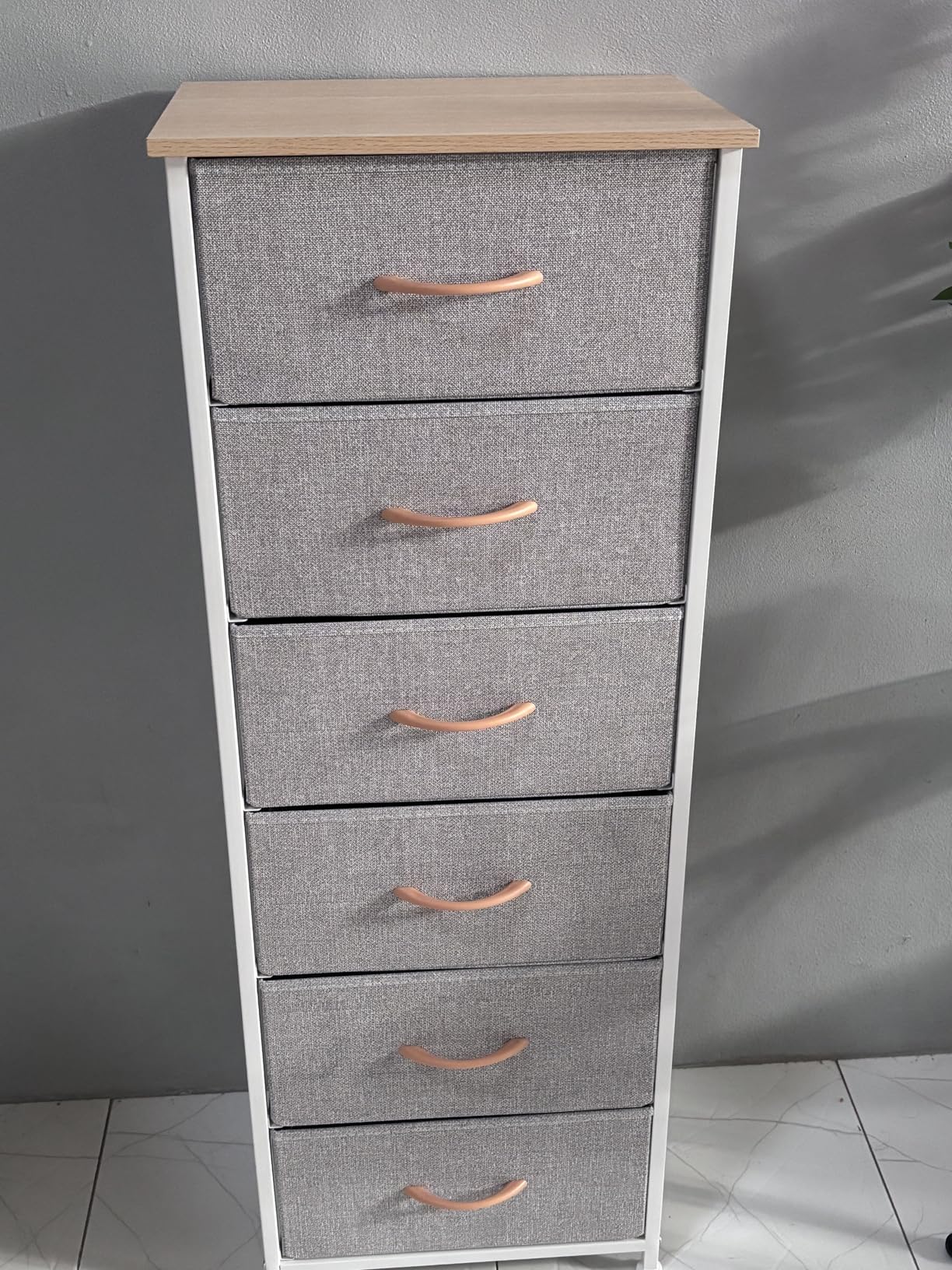 Somdot Tall Dresser for Bedroom with 5 Drawers, Storage Organizer Chest of Drawers with Removable Fabric Bins for Closet Bedside Living Room Laundry Entryway Hallway, White Leather customer photo 1