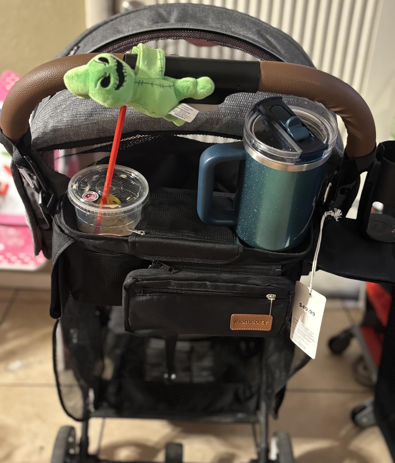 Momcozy Universal Baby Stroller Organizer, 2 Insulated Cup Holder, Detachable Zippered Pocket, Adjustable Shoulder Strap, Large capacity for baby essentials, Compact Design Fits Any Strollers customer photo 2