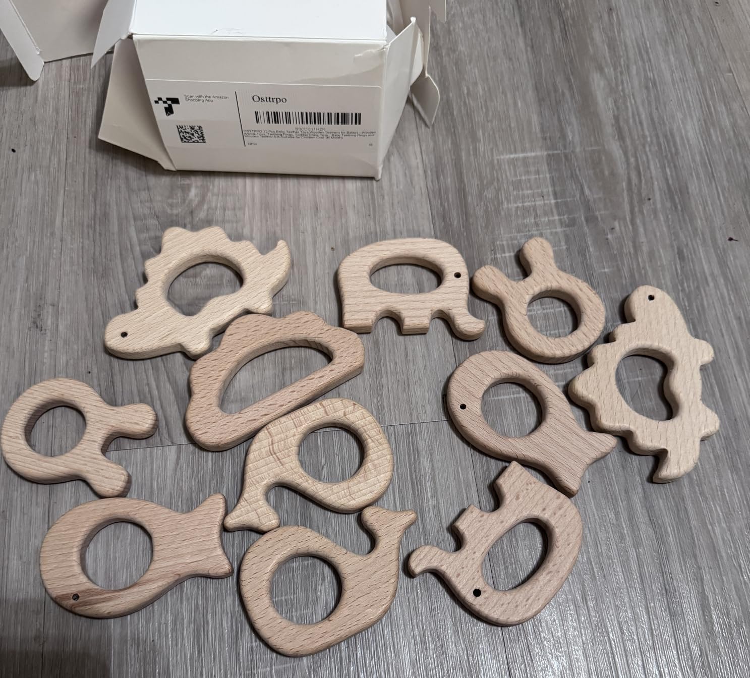 12-Pcs Baby Teether Toys, Wooden Teethers for Babies - Wooden Animal Toys, Teething Rings, Toddler Chew Toys, Baby Teething Rings and Wooden Teether Set customer photo 1
