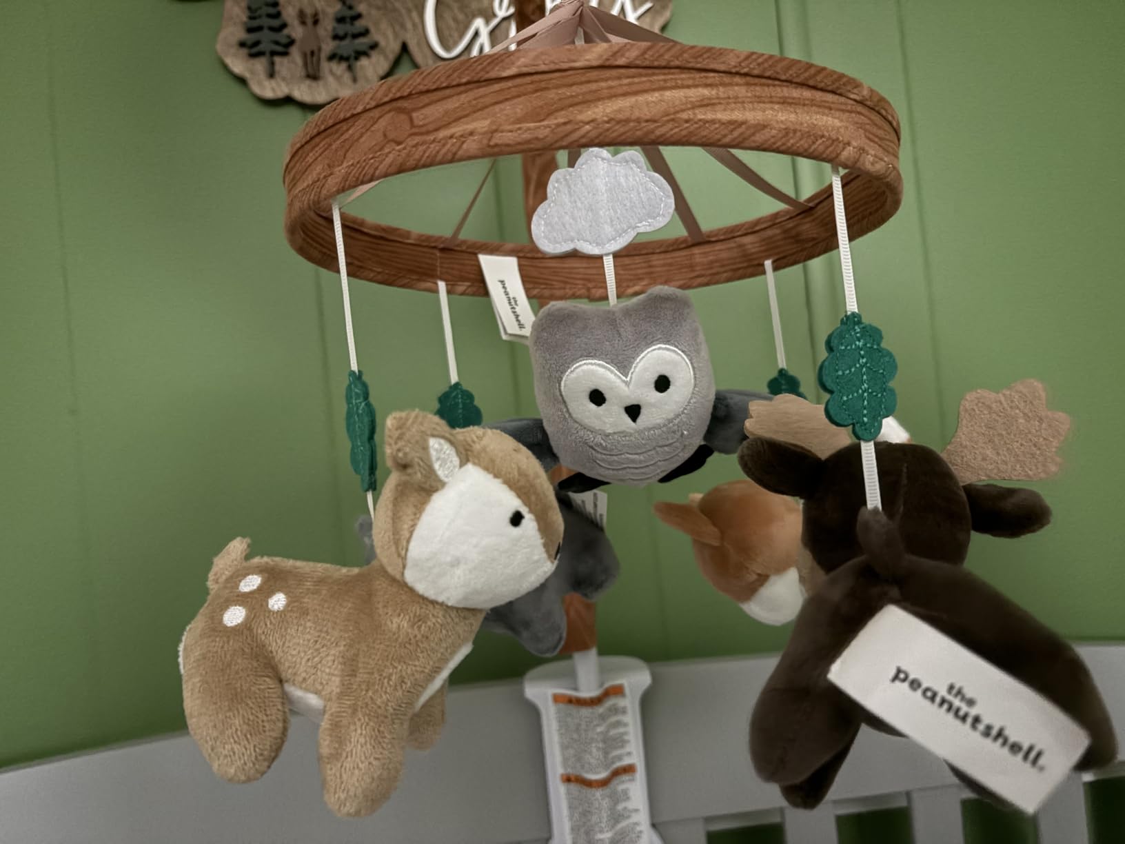 The Peanutshell Crib Mobile for Boys or Girls - Woodgrain Musical Baby Crib Mobile with 12 Lullabies, Whimsical Woodland Baby Whimsical Woodland Nursery Decor customer photo 2