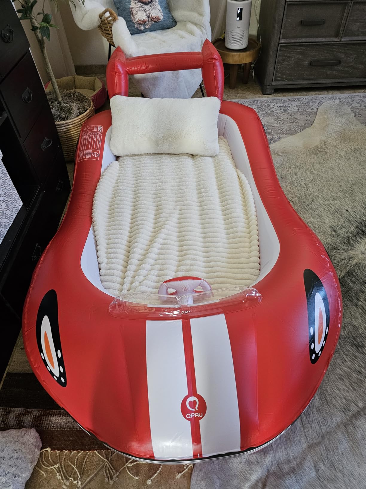 QPAU Blow up Inflatable Toddler Travel Bed with Sides, Toddler Air Mattress for Camping, Traveling, Hotel, or Home Use, Hand Pump Included customer photo 2