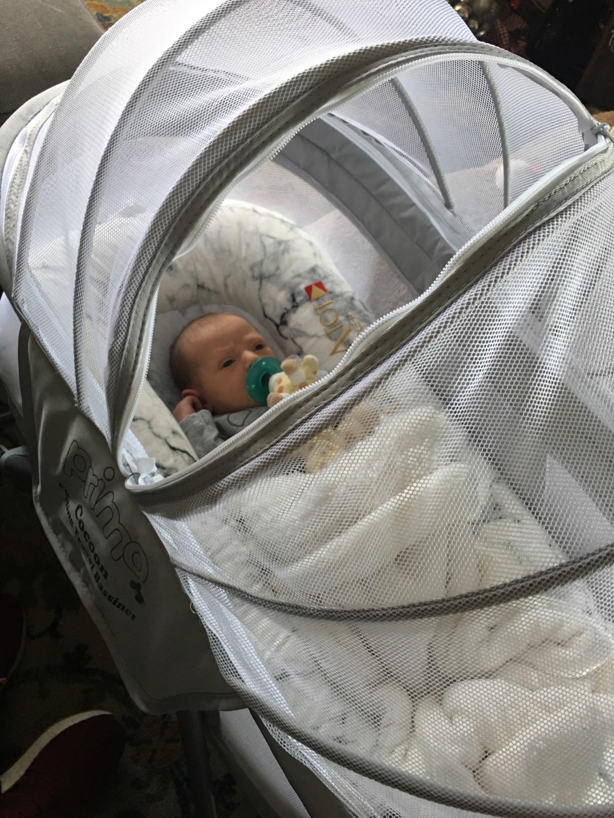 Cocoon Deluxe Folding Travel Bassinet (Heather Gray) - Lightweight Baby Bed and Portable Bassinet with Removable Mesh Canopy, Perfect Travel Crib & Bedside for Baby, Includes Carrying Tote Bag customer photo 2