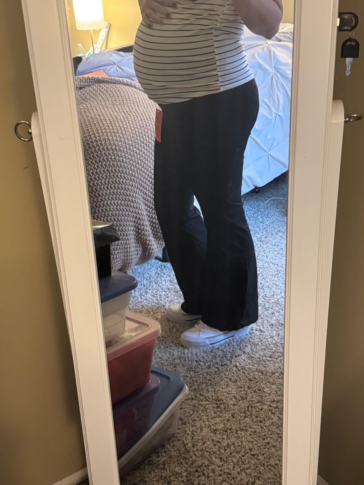 JOYSPELS Maternity Flare Leggings Over The Belly with Pockets - Soft, Comfortable Pregnancy Yoga & Daily & Work Pants customer photo 2