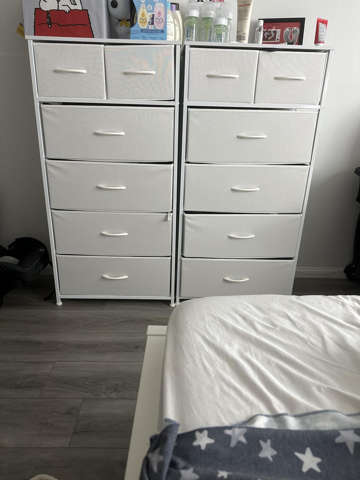 Crestlive Products Tall Dresser for Bedroom Vertical Skinny Dresser - Sturdy Steel Frame, Wood Top, Easy Pull Fabric Bins- Organizer Unit for Bedroom, Entryway, Closets - 6 Drawers (White) customer photo 2