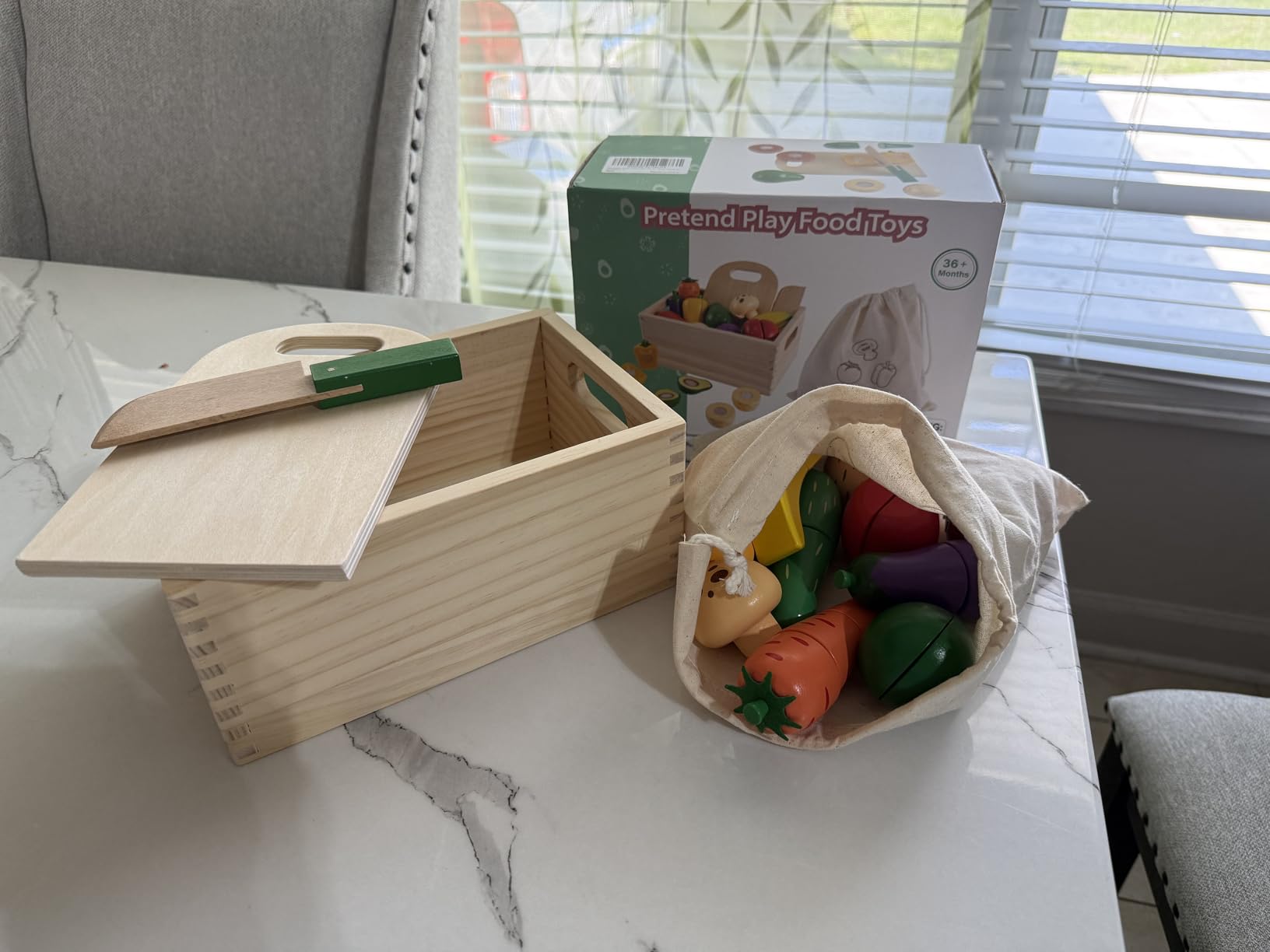 Wooden Play Food for Toddlers, Fruit and Veggies Cutting Set for Kids, Pretend Food Play Kitchen Accessories for 3 4 5 6 7 Years Old Boys & Girls customer photo 2