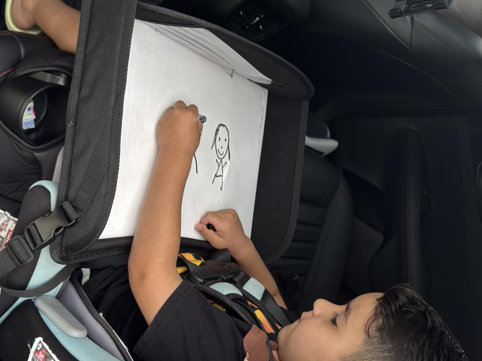 COOLBEBE Kids Travel Tray for Toddler Car Seat, Travel Tray for Airplane, Toddler Car Seat Lap Tray, Carseat Table Tray for Kids Travel Activities (Black -2PCS) customer photo 1