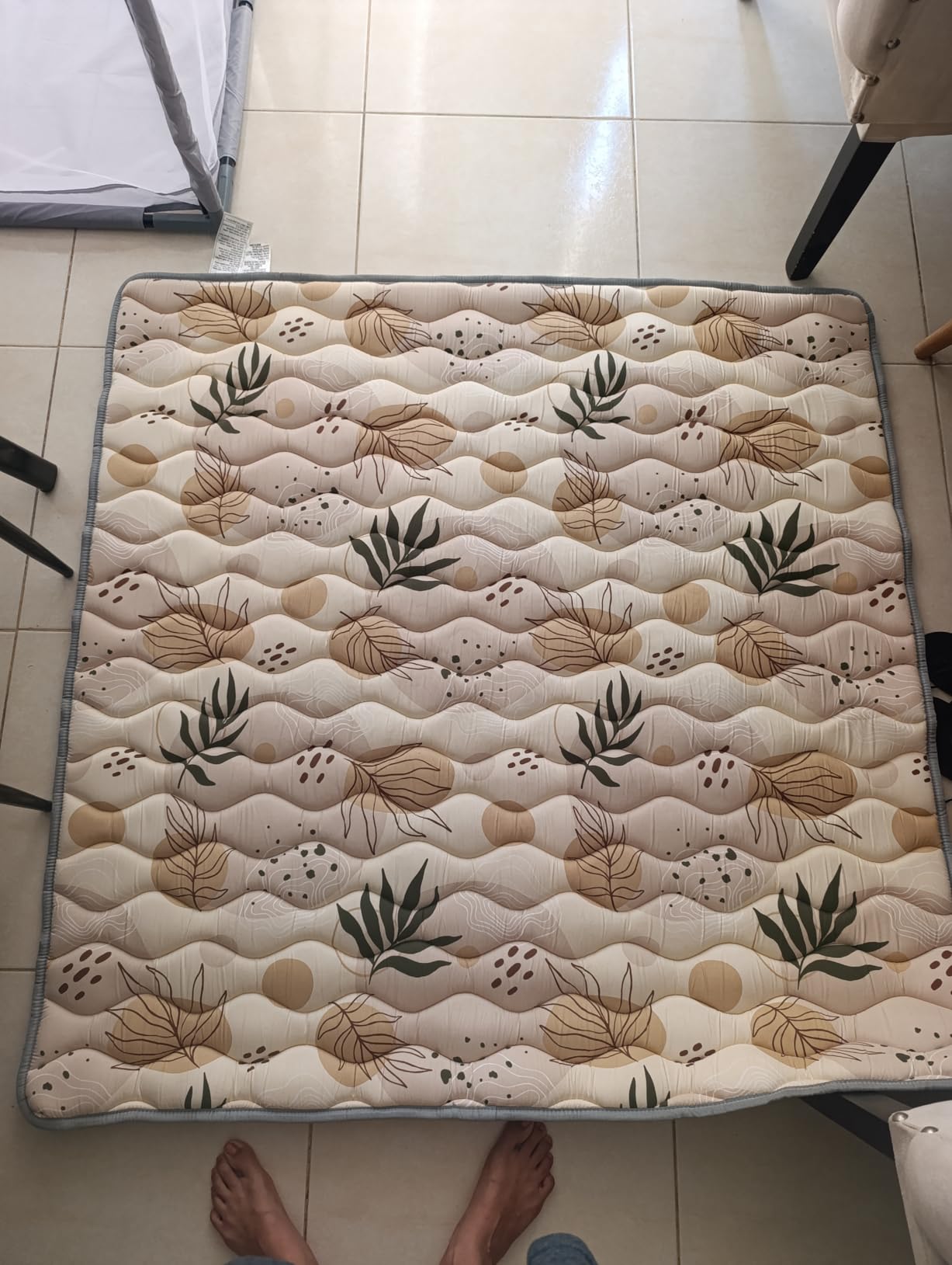 Blissful Diary Baby Play Mats for Floor, 71x59 Inch Extra Thicker & Large Soft Cushioning Foam Playmats for Babies and Toddlers, Foldable Washable Baby Crawling Mat for Playpen, Boho Design customer photo 2
