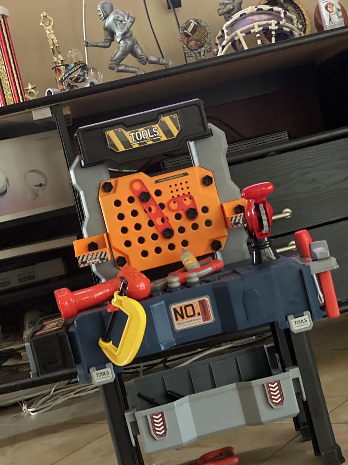MUGEYMYD Kids Tool Bench Set with Electric Drill and Realistic Tool, Pretend Play Construction Workbench Toys for Toddlers, Build a Kids Tool Workshop Set for Boys and Girls, Ages 3-8 customer photo 1