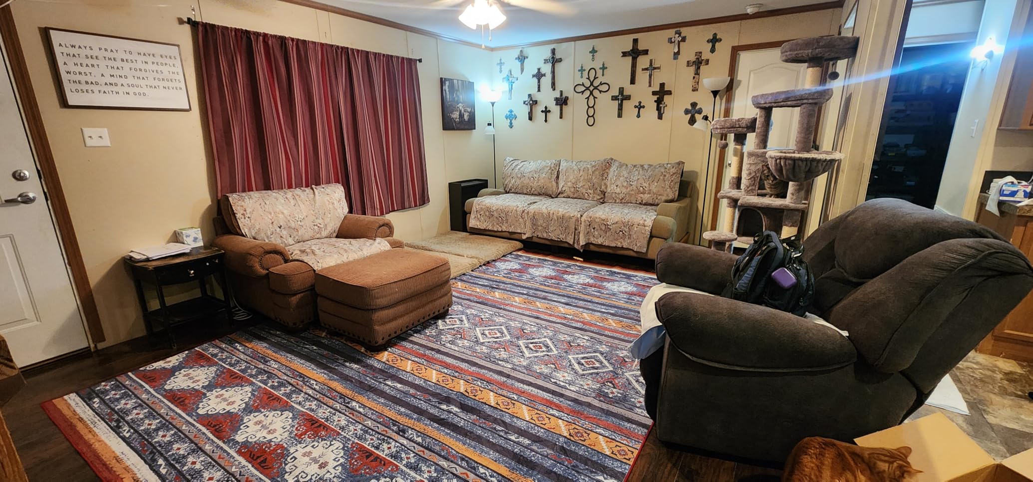RUGSURE Washable Area Rugs - Perfect for Living Room, Bedroom, Kids Room, Nursery - Stain & Water Resistant Non-Slip, Pet & Child Friendly, Vintage Tribal Area Rugs (Green, 6' x 9') customer photo 1