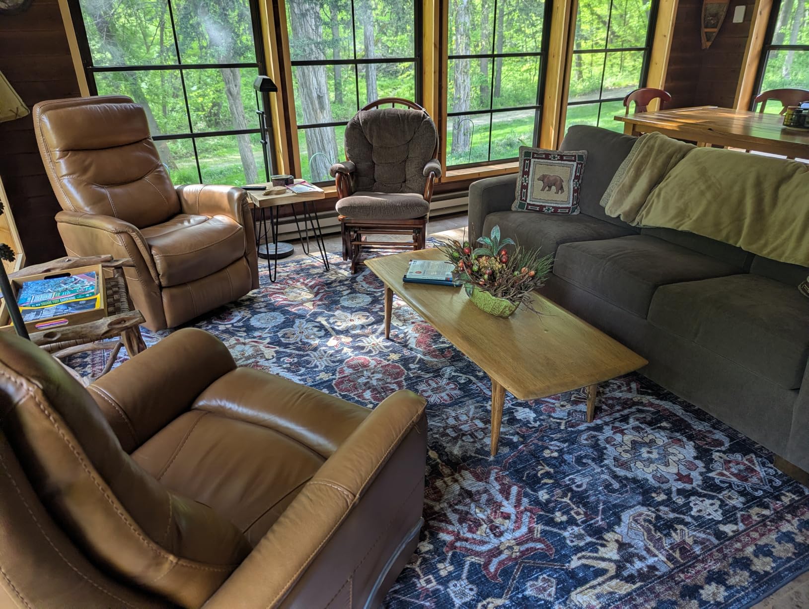 RUGSURE Washable Area Rugs - Perfect for Living Room, Bedroom, Kids Room, Nursery - Stain & Water Resistant Non-Slip, Pet & Child Friendly, Vintage Tribal Area Rugs (Green, 4' x 6') customer photo 1
