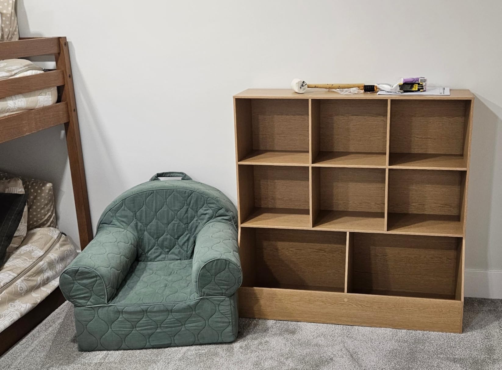 DINZI LVJ Toy Storage Organizer, Kids Bookshelf, Wood Toy Storage Cabinet, 5 Cubby 2-Tier Children Bookcase, 39.4