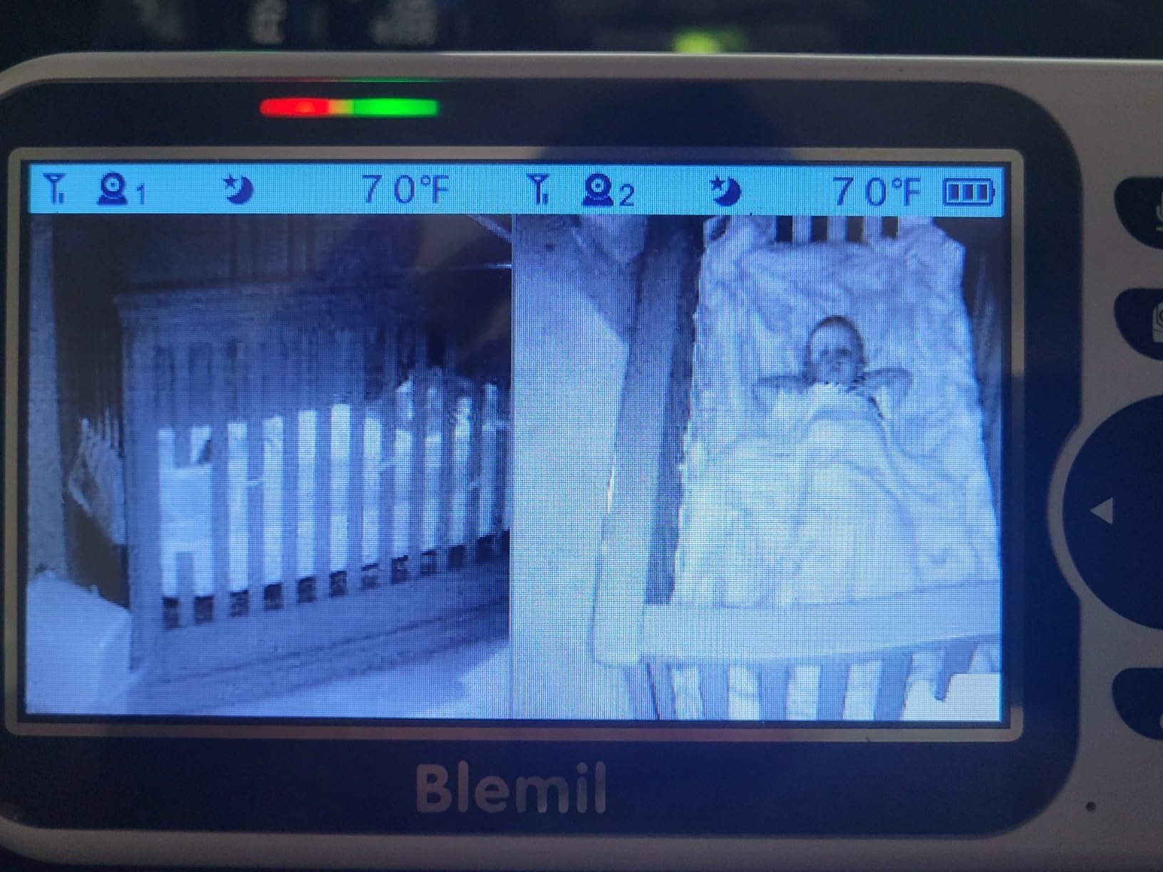 Blemil Baby Monitor with 2 Cameras and Audio, 4.3'' IPS Split-Screen Monitor with 29-Hour Battery, 1000ft Range Pan-Tilt-Zoom Video Baby Monitor No WiFi, 2X Zoom customer photo 1