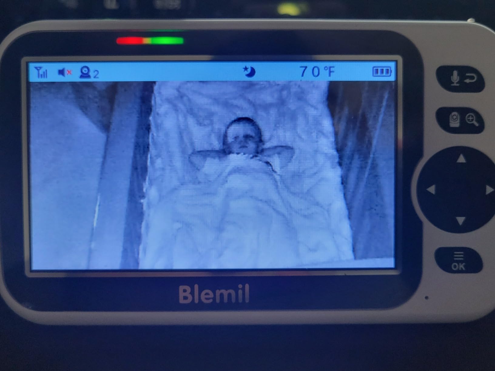 Blemil Baby Monitor with 2 Cameras and Audio, 4.3'' IPS Split-Screen Monitor with 29-Hour Battery, 1000ft Range Pan-Tilt-Zoom Video Baby Monitor No WiFi, 2X Zoom customer photo 2