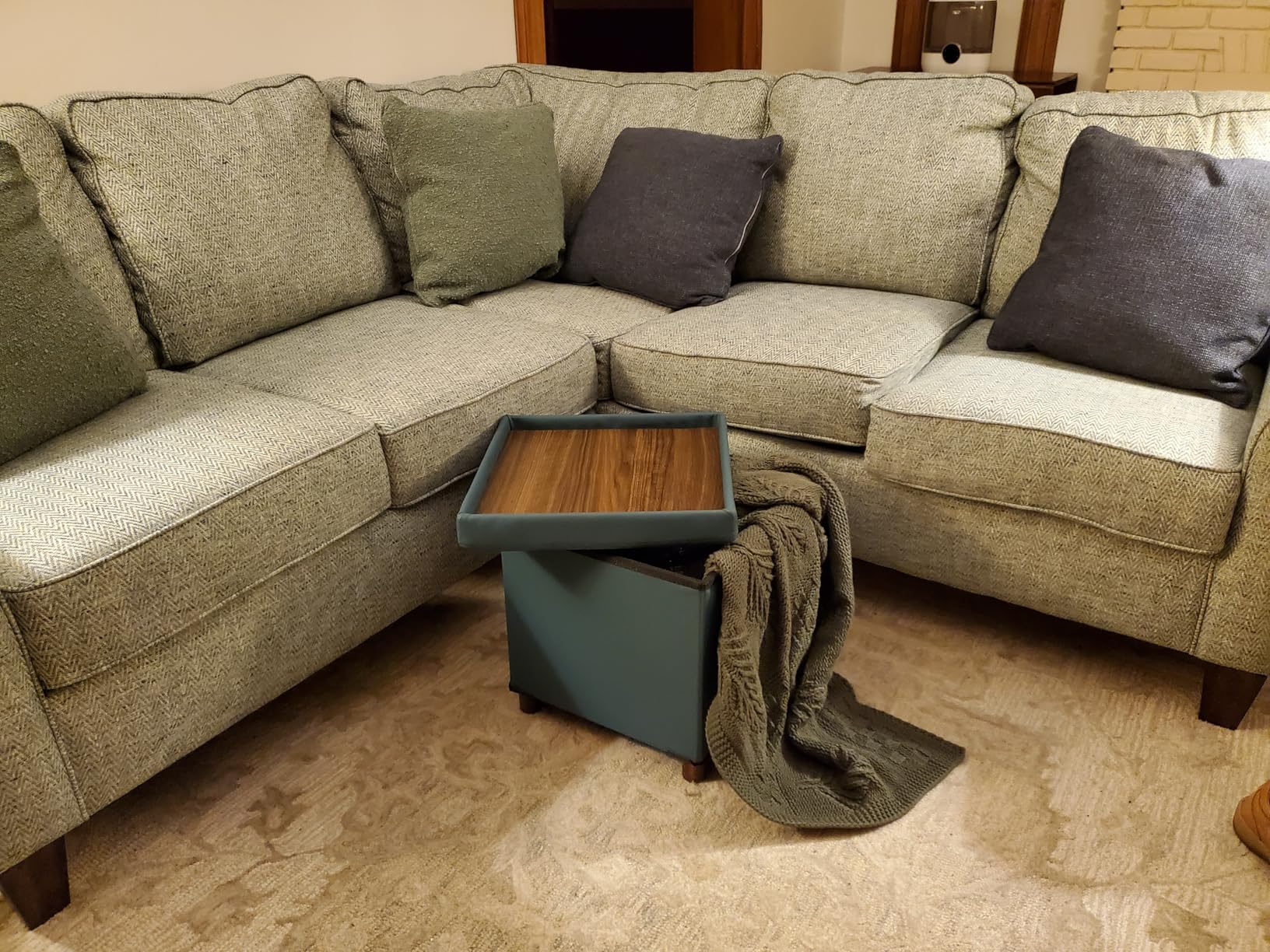 Dorriss Ottoman Storage Bench for Living Room with Tray, Bedroom Foot Stool, Coffee Table Lid, End of Bed Faux Leather 30