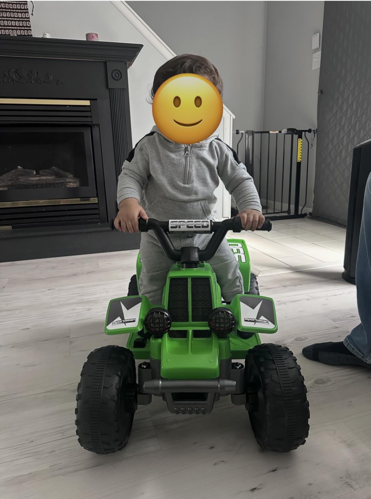 ANPABO 6V 7AH Kids ATV Ride On Toy, 4 Wheeler for Toddler w/Headlight, Forward & Reverse, Horn, Music Player, USB, MP3, Treaded Tires, Ideal Gift for Toddlers (Blue) customer photo 2