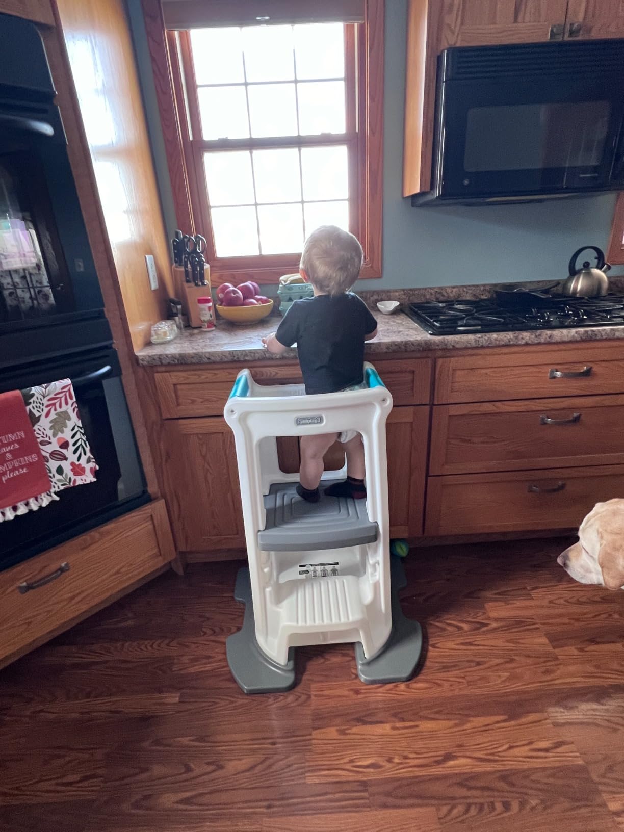 Simplay3 Toddler Tower Montessori Standing Kitchen Step Stool with Sturdy Stabilizing Base and Adjustable Platform, 20.5