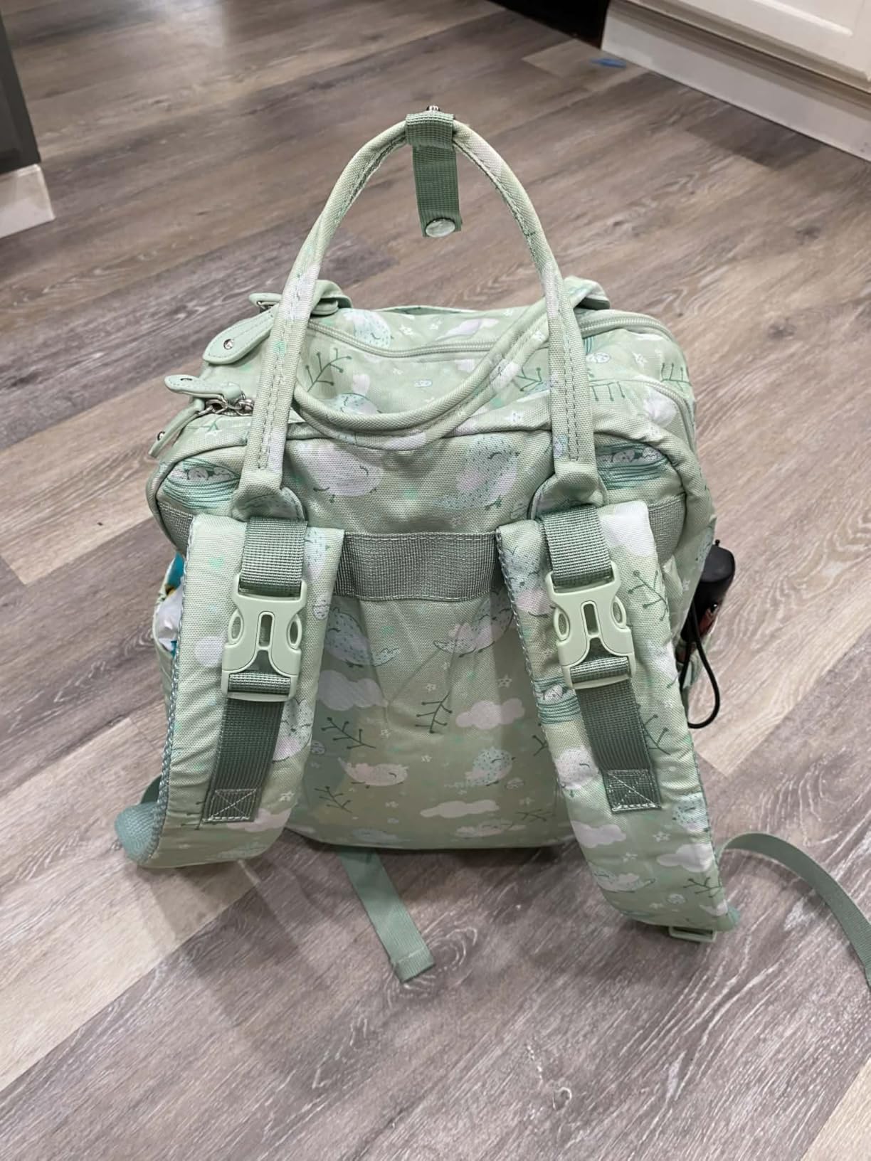 BabbleRoo Leather Diaper Bag Backpack - Baby Essentials Travel Baby Bag, Water Resistant, with Changing Pad, Stroller Straps & Pacifier Case (Eggshell White) customer photo 1