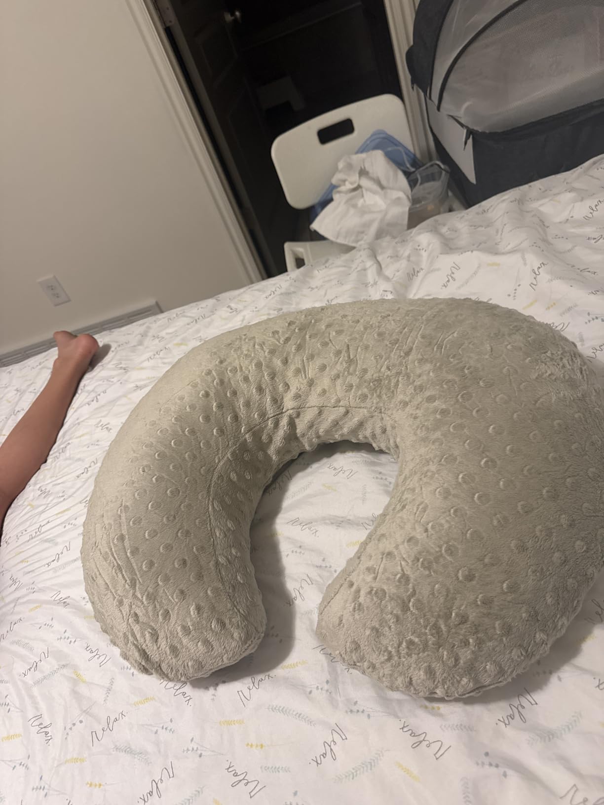ESEN Nursing Pillow and Body Positioner for Breast Feeding and Bottle Feeding, Ultra Soft Baby Breastfeeding Pillows with Removable Nursing Pillow Cover for More Support for Mom and Baby (Gray) customer photo 1