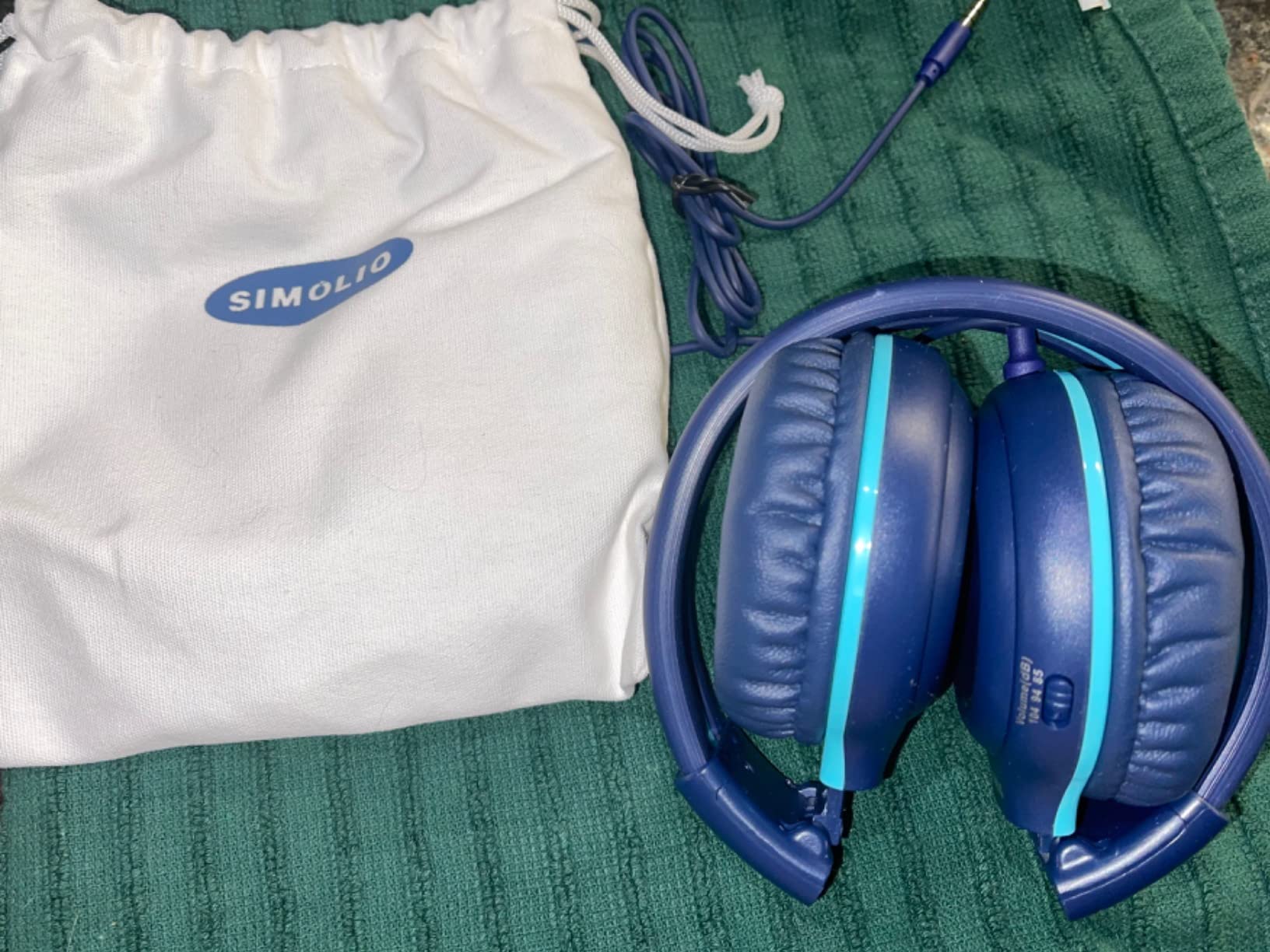 SIMOLIO Over-Ear Kids Headphones with Microphone and Volume Limited Plug in Headphones Wired, Foldable Corded Stereo 3.5mm Headset for Smartphones Chromebook Laptop Computer PC Tablets Travel (Blue) customer photo 1