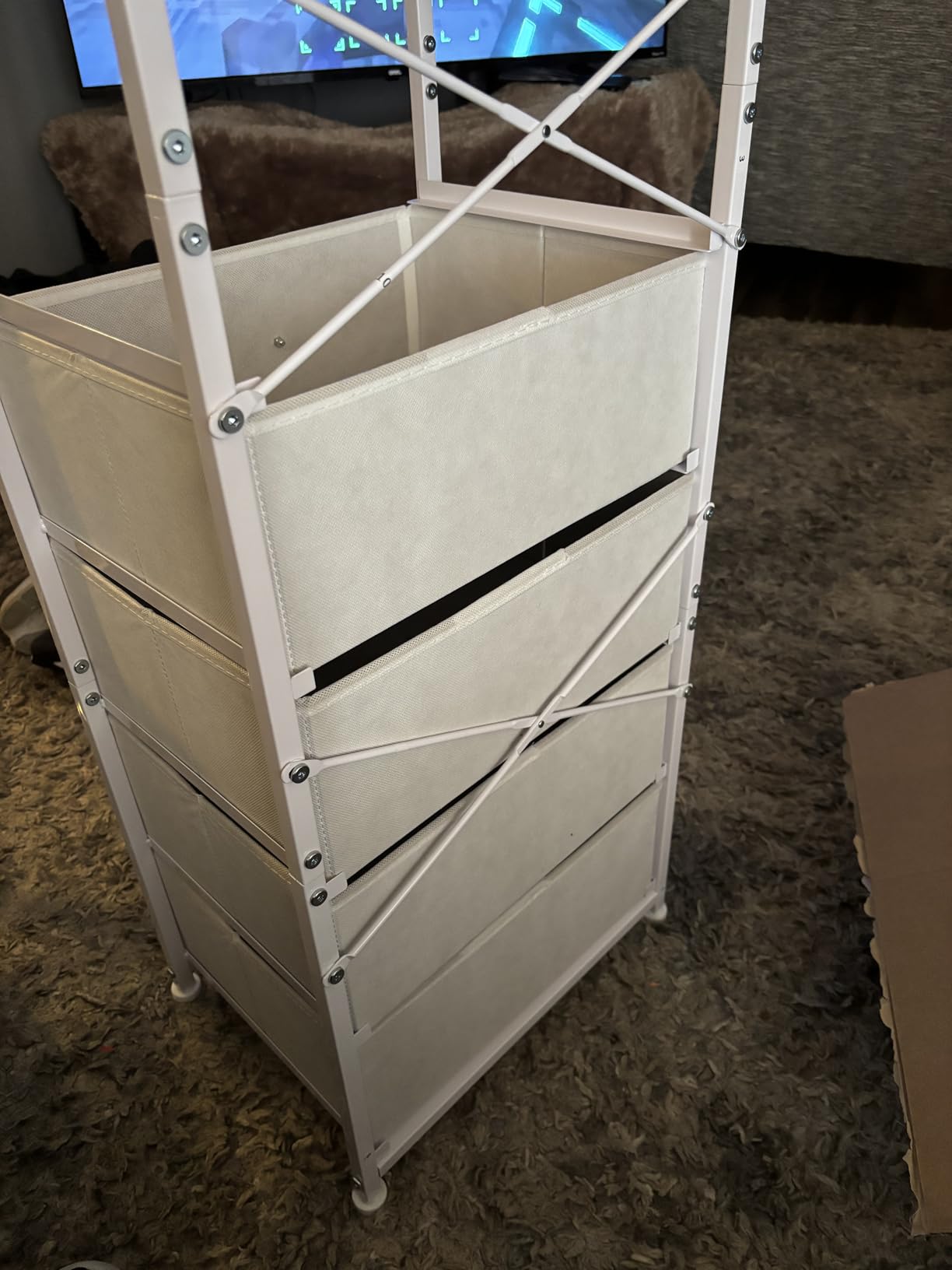 Furnulem White Tall Dresser for Bedroom, Vertical Storage Tower Unit and End Table with 6 Fabric Drawers, Nightstand Furniture with Drawer Organizer in Living Room, Closet, Entryway, Hallway customer photo 2