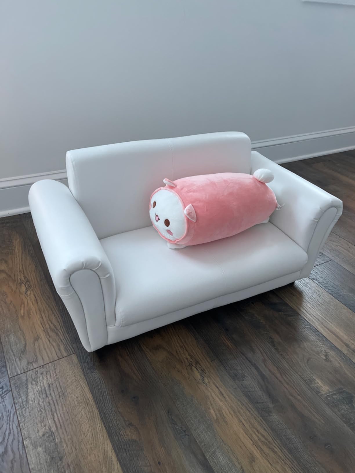 INFANS 2 Seat Children Sofa with Footstool, Sturdy Wood Construction, Armrest Couch for Preschool Kids, Kid Couch Lounge Bed with Ottoman customer photo 1