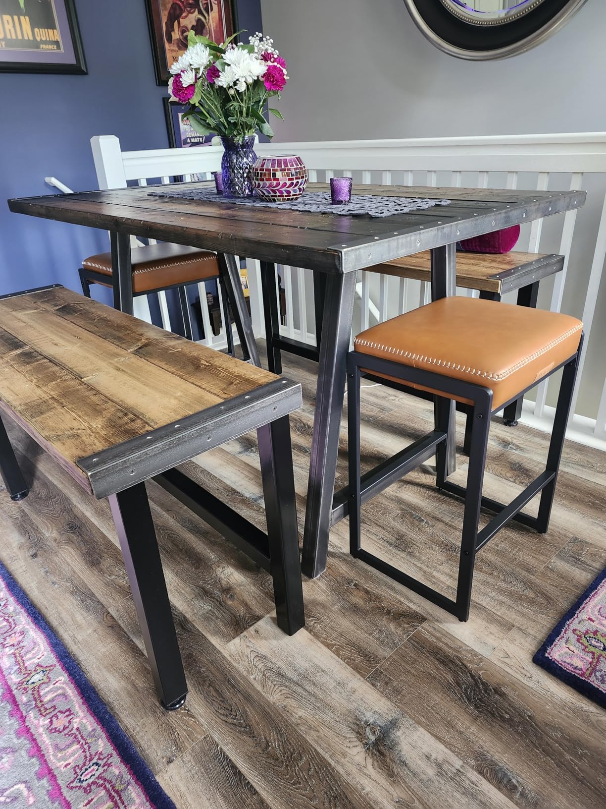 VASAGLE EKHO Collection - Bar Stools Set of 2, Counter Height Bar Stools, Synthetic Leather with Stitching, Mid-Century Modern Counter Stools, 26-Inch Tall, Caramel Brown customer photo 2