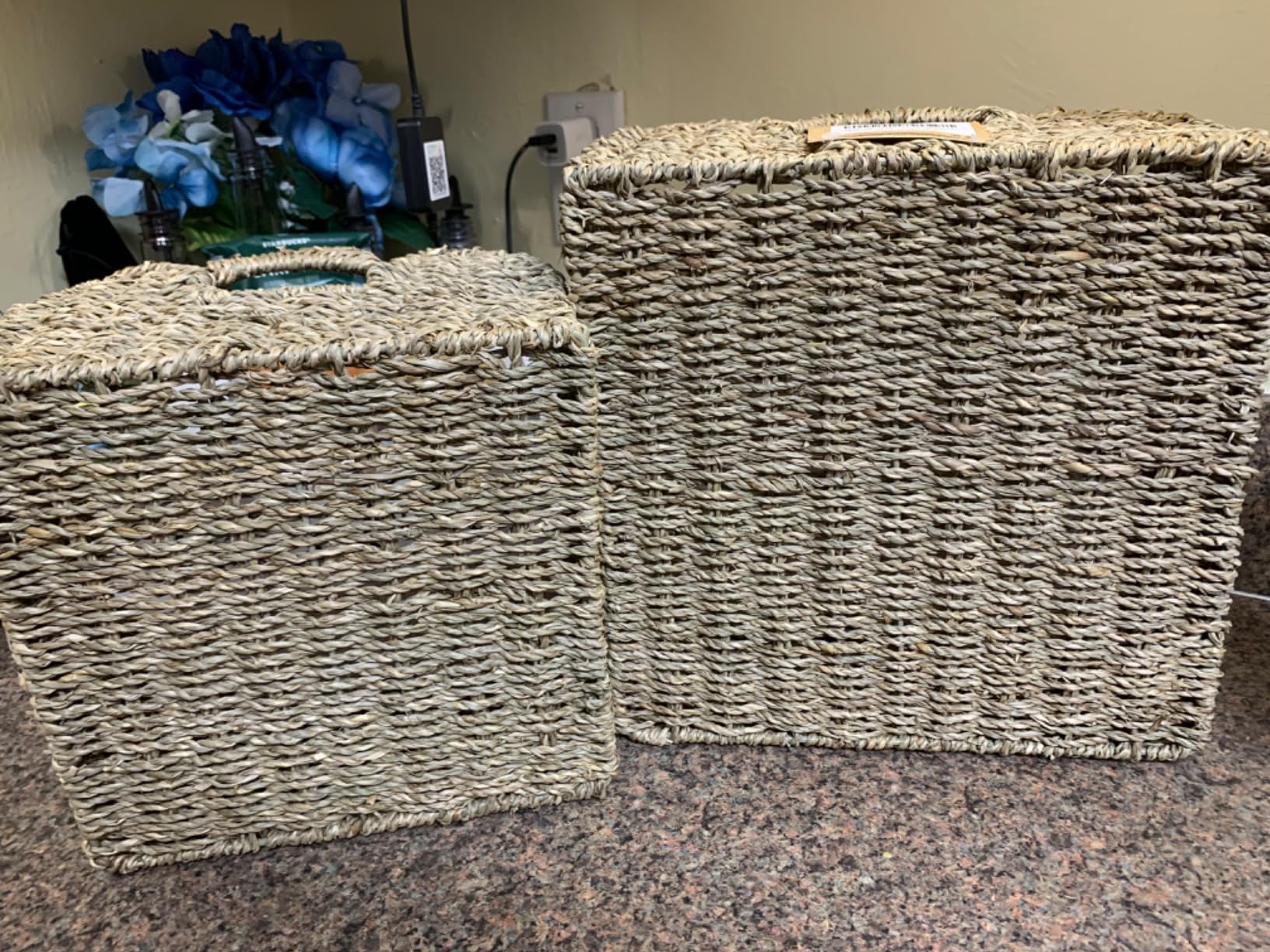 StorageWorks Scalloped Wicker Basket, Hand-woven Rattan Baskets with Built-in Handles, Seagrass Basket for Organizing and Decor, 2 Pack customer photo 1