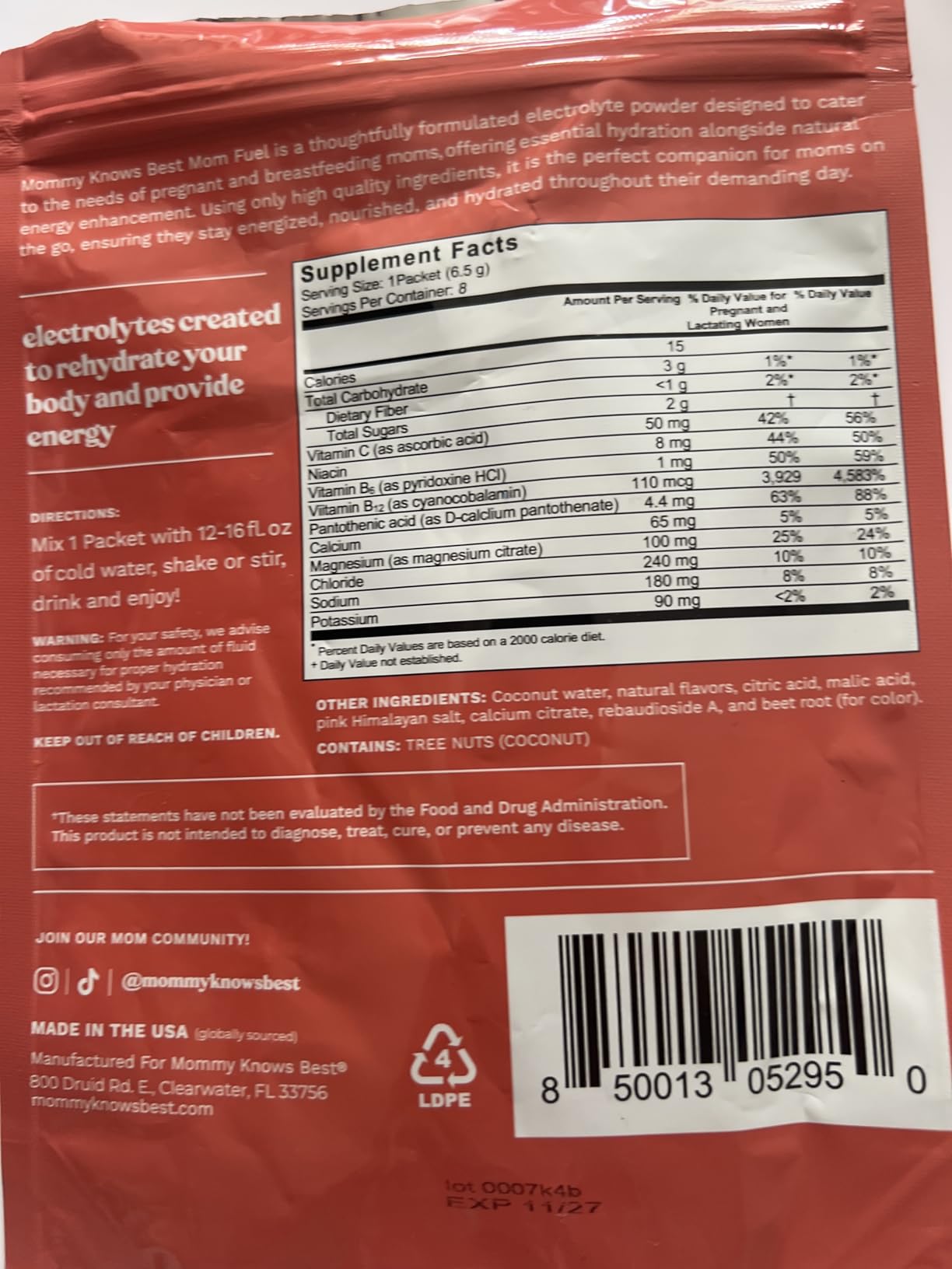Mommy Knows Best Mom Fuel Electrolyte Drink Mix for Moms, Hydration Support - for Pregnancy, Prenatal, Electrolytes + Trace Minerals, Lactation Drink Mix Supplement (8 Count) customer photo 2
