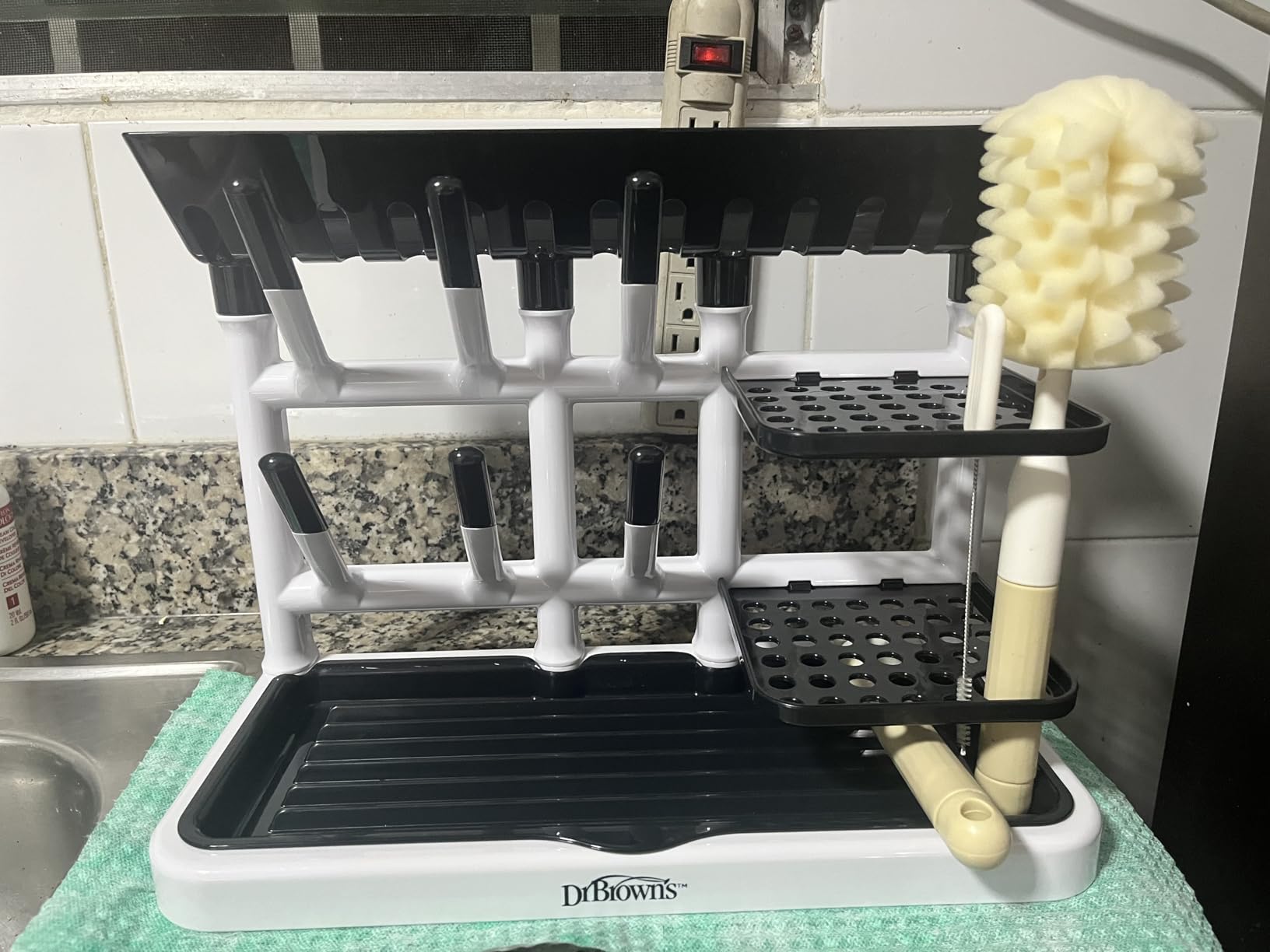 Dr. Brown's Baby Bottle Drying Tower, Stand-Up Countertop Drying Rack with Organized Storage for Baby Essentials, Space Saving Vertical Rack, Black/White customer photo 1