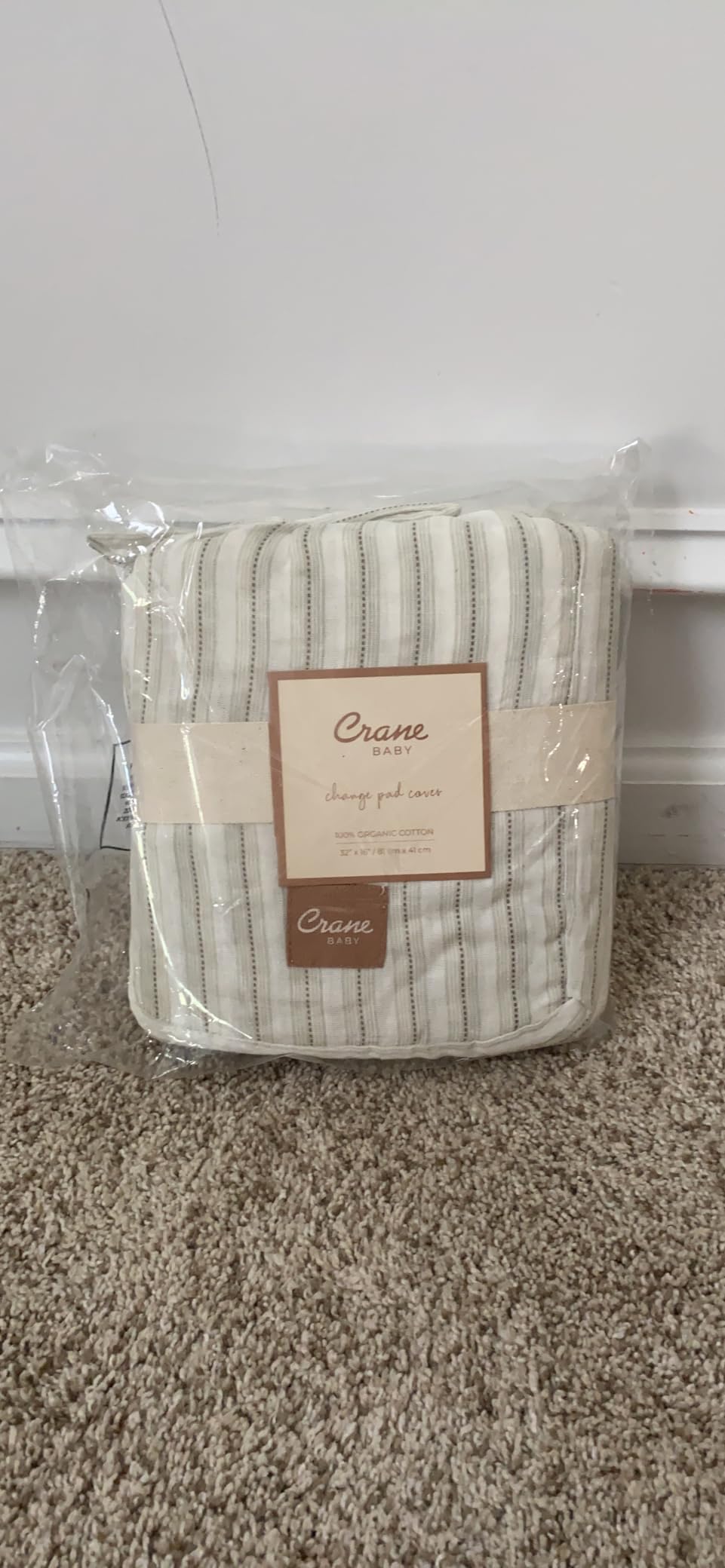 Crane Baby 100% Organic Cotton Change Pad Cover, Neutral Stripe Pattern customer photo 2