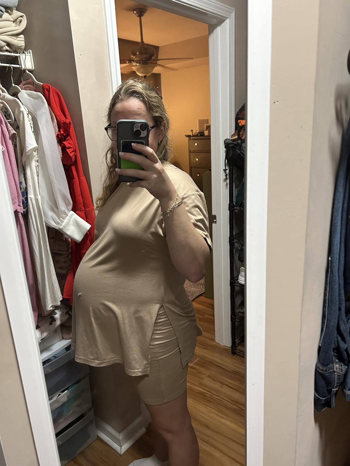 Ekouaer Women Maternity Sets 2 Piece Outfits Summer T Shirts and Biker Shorts Set Pregnancy Loungewear customer photo 1