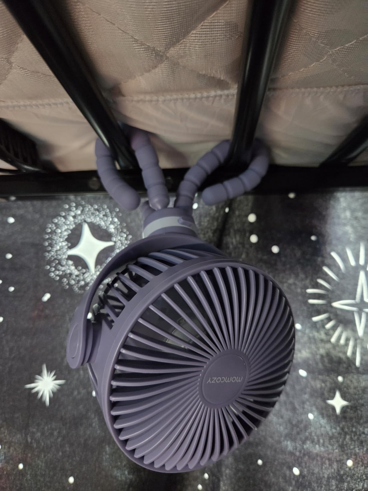 Momcozy 8000mAh Portable Stroller Fan | 27H Ultra-long Battery Life | Detachable 4 Speed 360°Rotate | 2 Modes LED Night Light, USB Rechargeable Handheld Cooling Fan for Travel, Car Seat, Bedroom customer photo 2