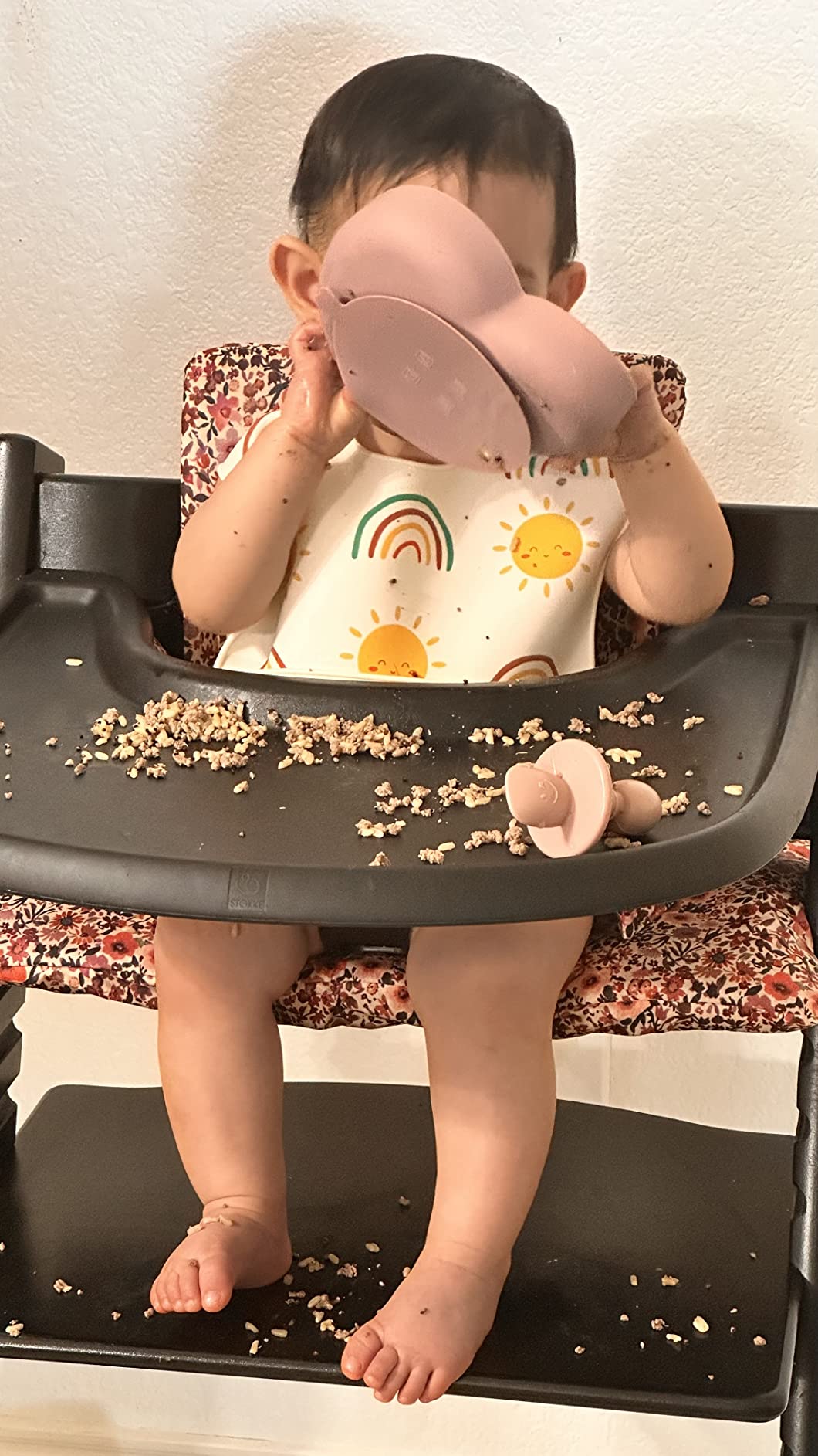 UKJE Cushion Compatible with Stokke Tripp Trapp (Old and New Model) 2 Pieces | Wipeable & Washable at 86°F | Oeko-Tex Certified Cotton | Extra Padded Handmade Seat Cover | Pink Daisy customer photo 1
