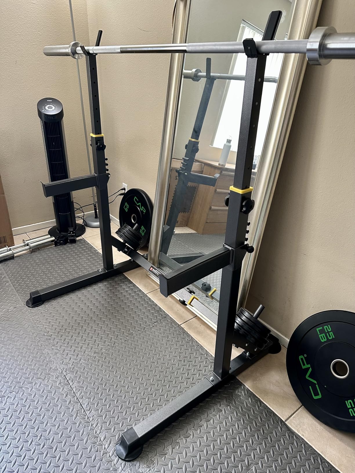 Adjustable Squat Rack,Multi-Function Barbell Rack for Weight Lifting and Home Gym Fitness Workout Portable Squat Bench Press customer photo 1
