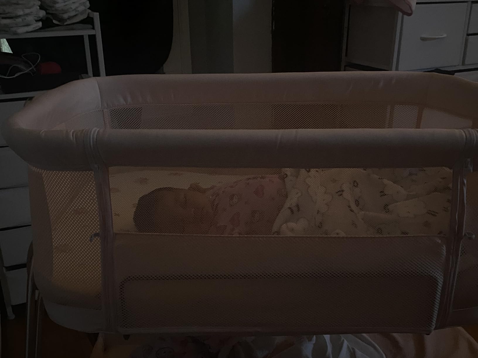 KOOLABABY Baby Bedside Sleeper - Bassinet & Bedside Crib with Height Adjustment & Wheels - Can Be Placed Next to Bed - Attaches to Parents Bed - Easy to Fold & Carry Bassinet for Girls (Pink) customer photo 2