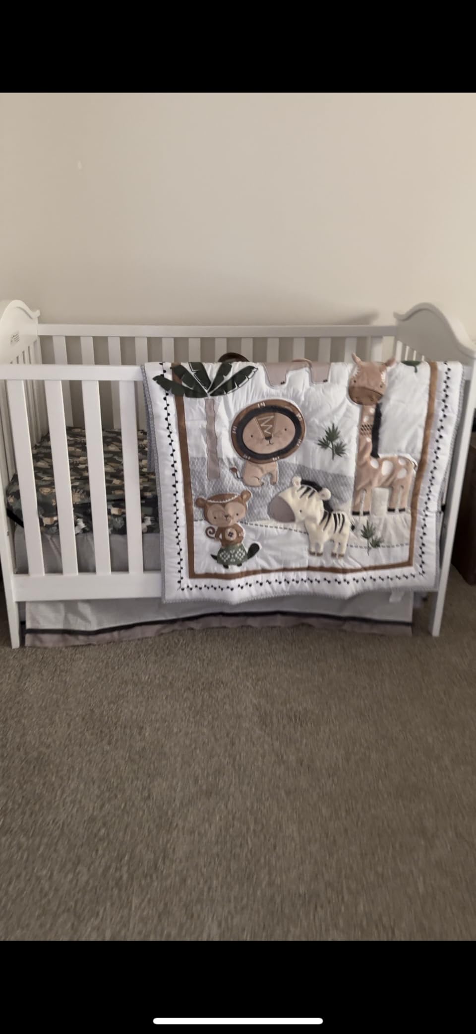 The Peanutshell 4 Piece Organic Cotton Baby Crib Bedding Set for Boys & Girls - Newborn, Infant & Toddler Nursery Bed Set Decor with Two Crib Sheets, Dust Ruffle Comforter - Safari Serenity customer photo 1