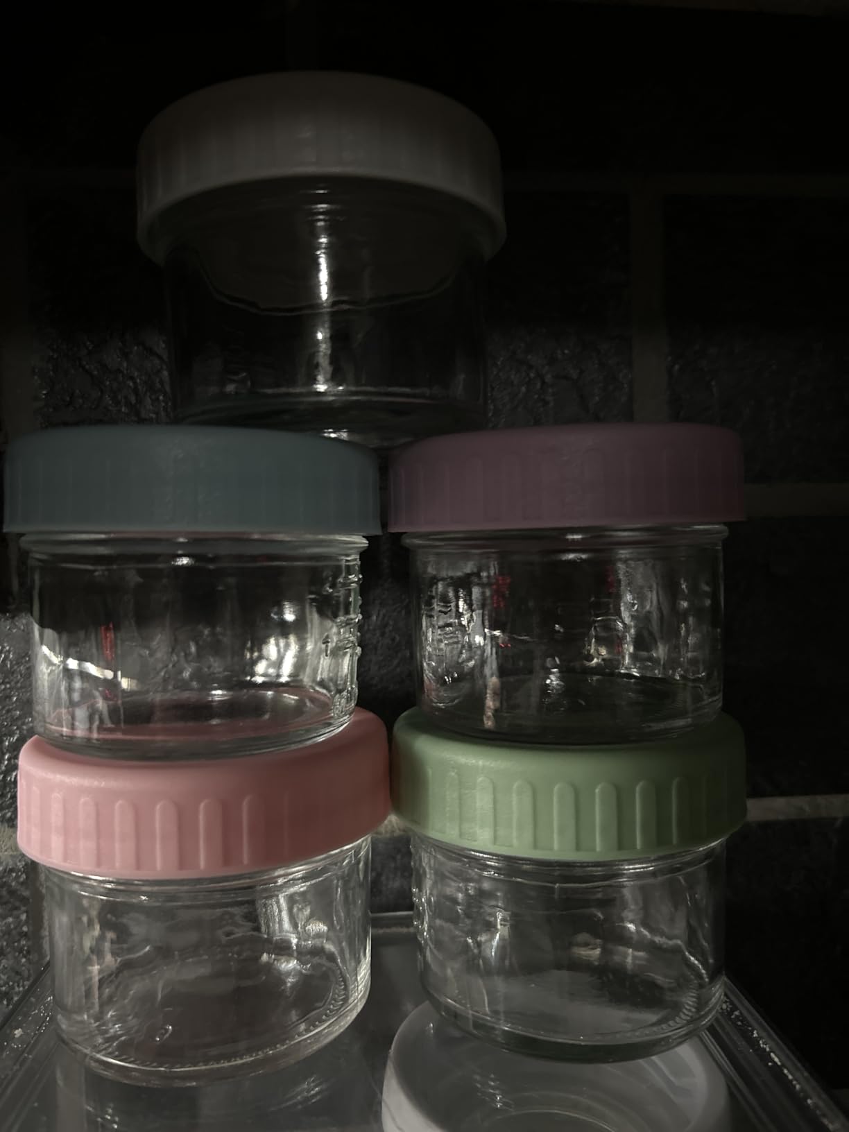 RowinsyDD 8 Pack Glass Baby Food Storage Containers, 4 oz Leakproof Baby Food Jars with Lids, Small Glass Food Containers for Infant Baby, Freezer Safe customer photo 2