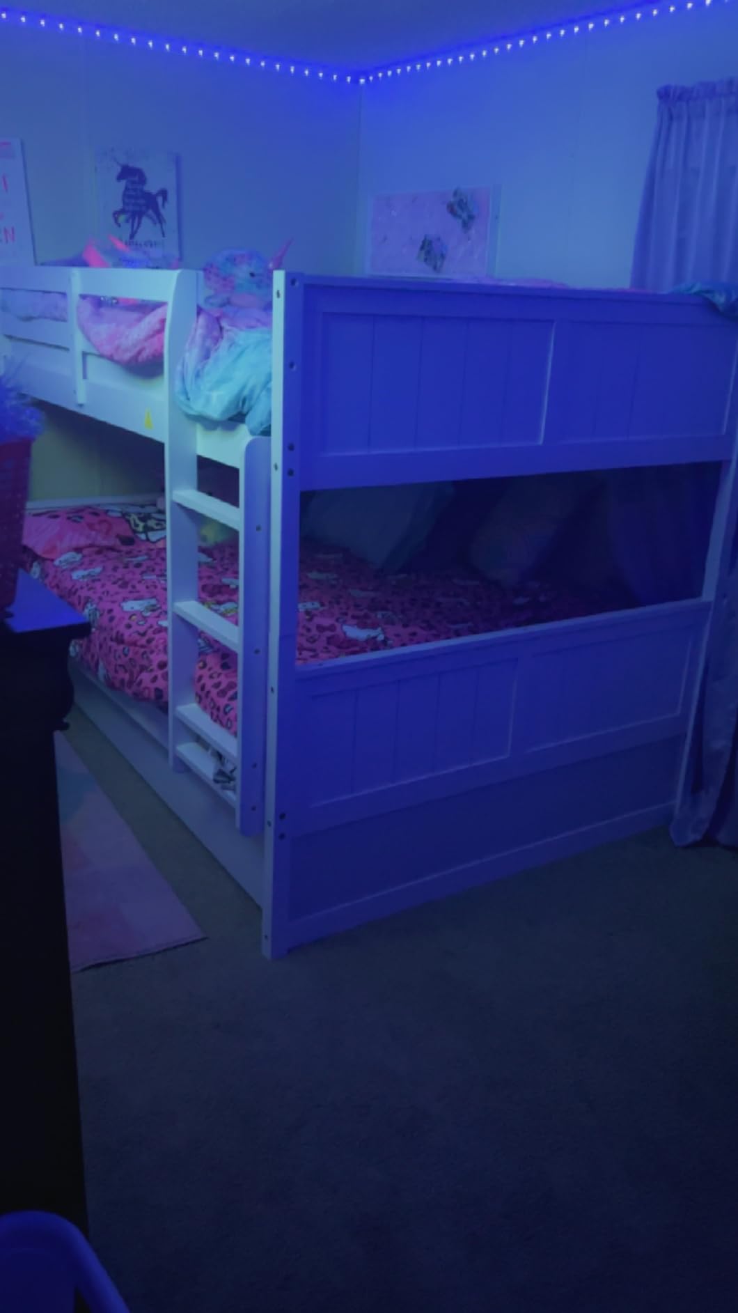 Full Over Full Bunk Bed with Trundle, Wooden Trundle Bed Frame with Ladder Safety Guardrail, Convertible to 2 Platform Beds for Kids Teens, White customer photo 2